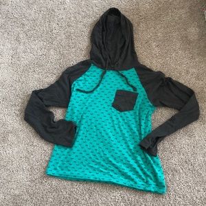 Bike and gray printed long sleeve hooddd T-shirt!